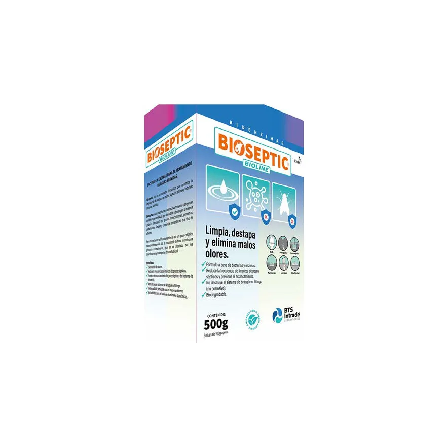 Caja de 500 g de Bioseptic de BTS, estuche blanco y azul con letras naranjas