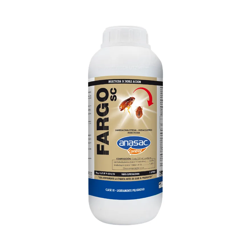 Botella blanca de 1 litro de Fargo SC de Anasac, con etiqueta beige y franja azul