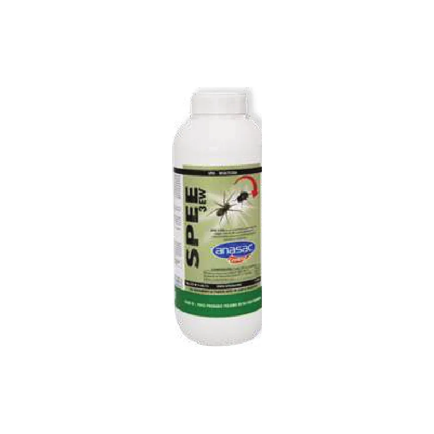Botella de 1 litro de Spee 3 EW de Anasac, insecticida natural con etiqueta verde